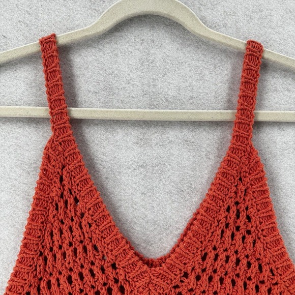 Free People FP Beach Tank Top Womens SMALL Orange Sleeveless Crochet Knit - Picture 7 of 13